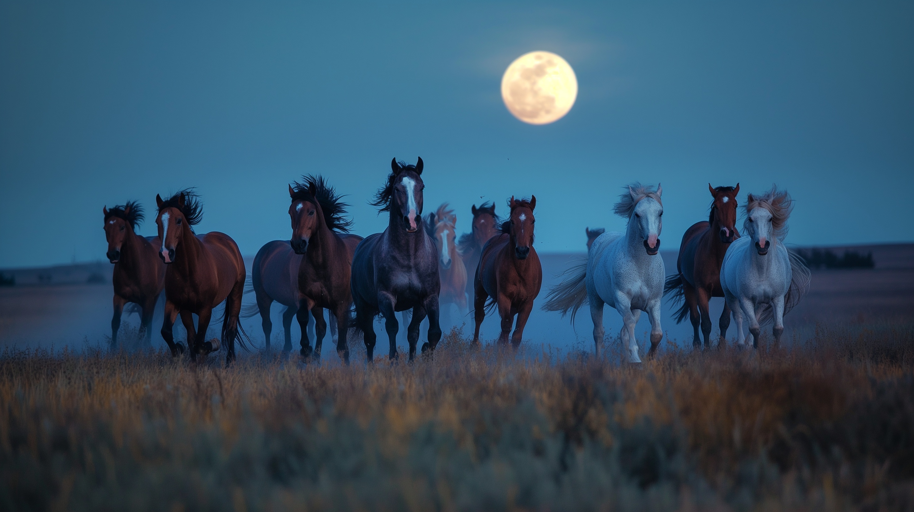 Prairie horses beneath the open sky