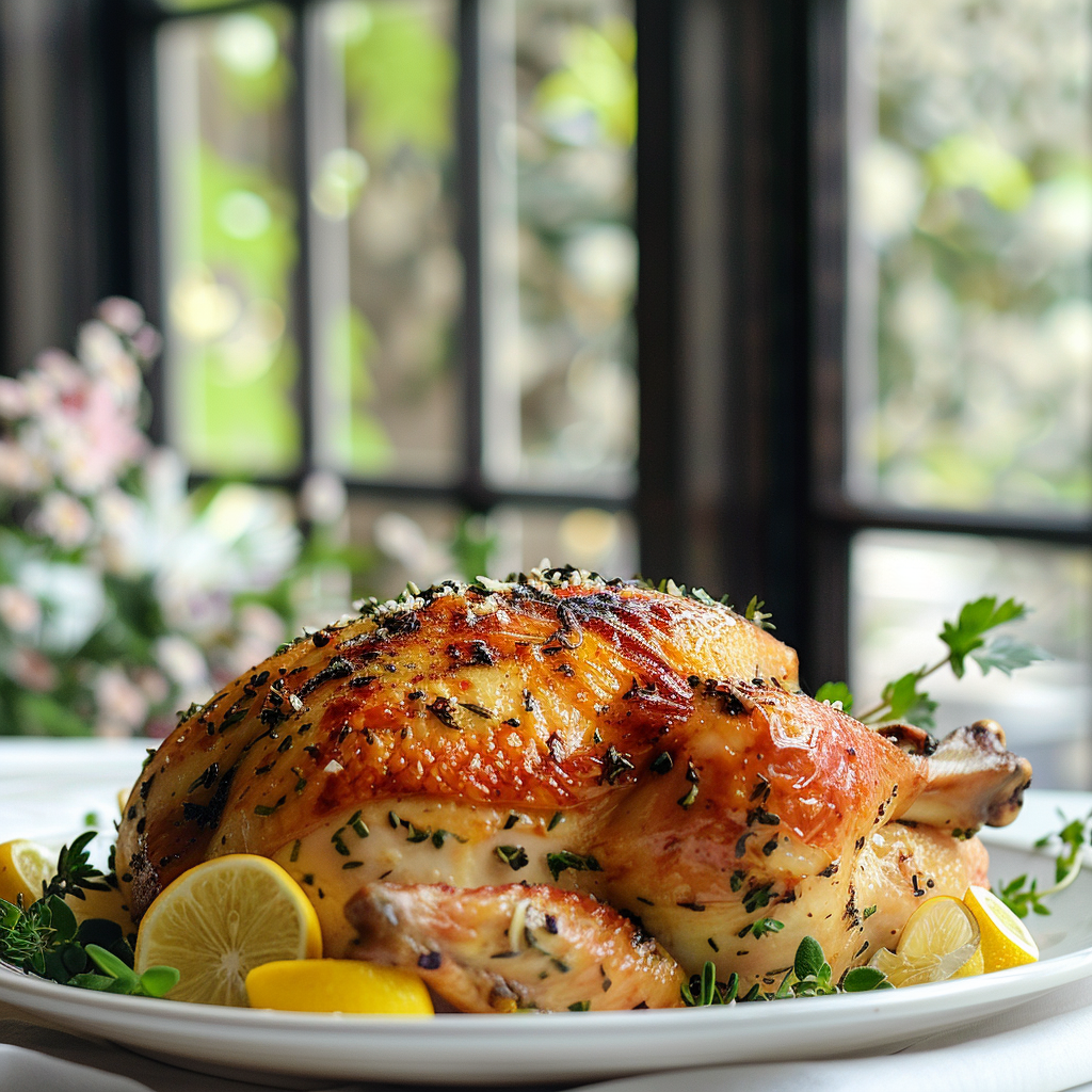 Lemon Butter Herb Stuffed Roast Chicken
