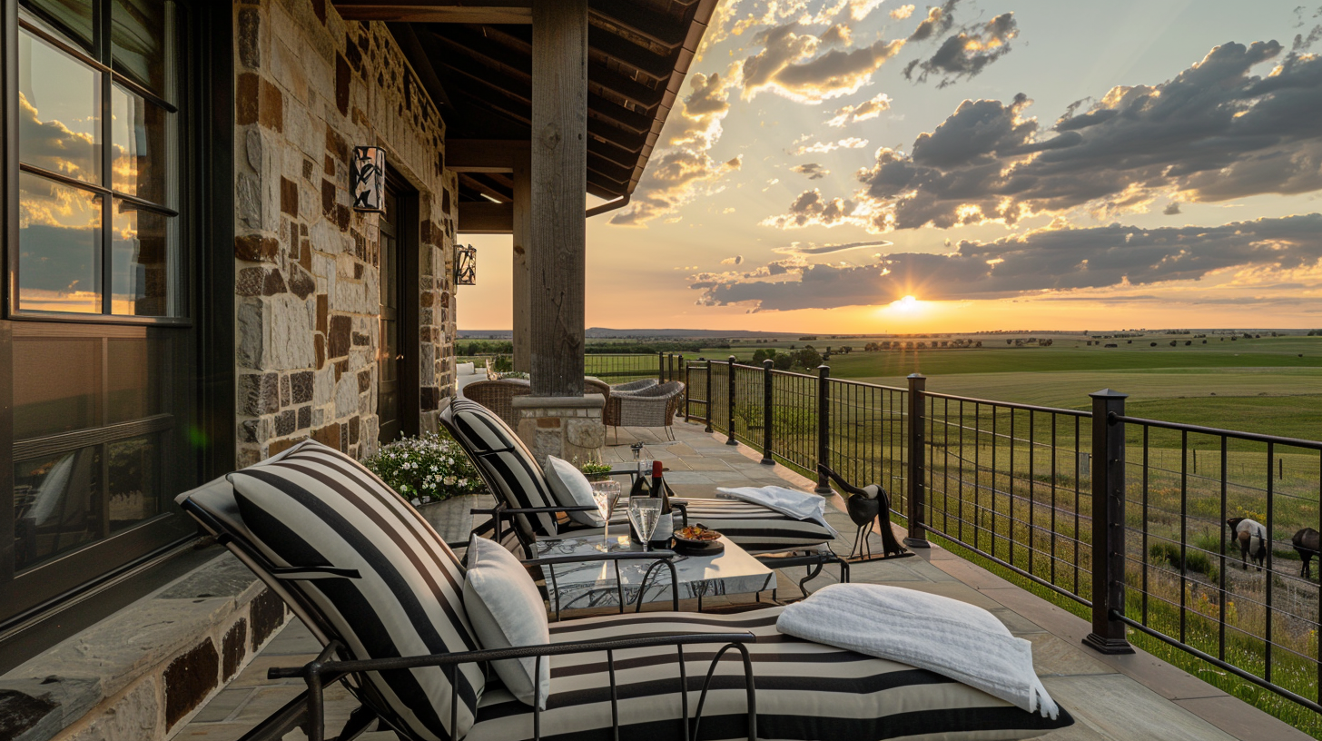 Second floor porch view at sunrise — High Plains prairie living